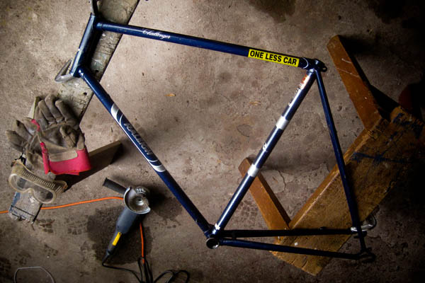 Bumblebike frame before paint removal